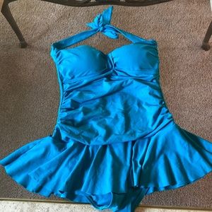 One piece skirted swimsuit